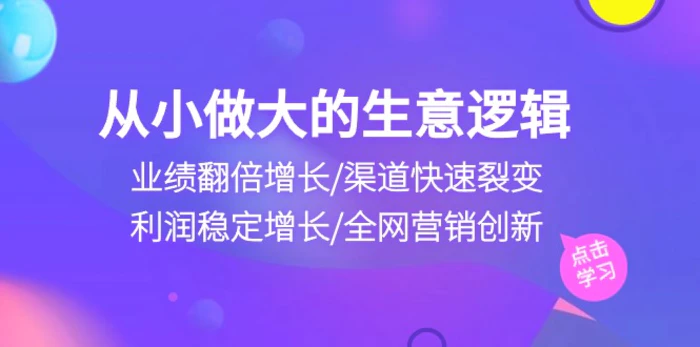 从小做大生意逻辑：业绩翻倍增长/渠道快速裂变/利润稳定增长/全网营销创新-副业库
