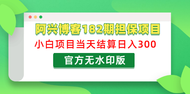 图片[2]-（1219期）阿兴博客182期担保项目：小白项目当天结算日入300可副业【官方无水印版】-副业项目资源网