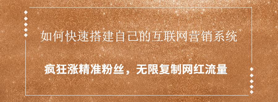 （1427期）如何快速搭建自己的互联网营销系统，疯狂涨精准粉丝，无限复制网红流量-副业项目资源网