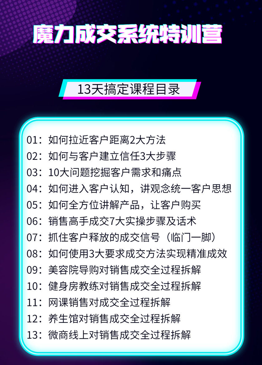 图片[2]-（1499期）13天魔力成交系统特训营：从0-1掌握1对1私信成交，让微信成为你的提款机-副业项目资源网