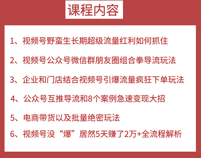 图片[2]-（1532期）视频号训练营第2期：引爆流量疯狂下单，5天赚2万+全流程解析！-副业项目资源网