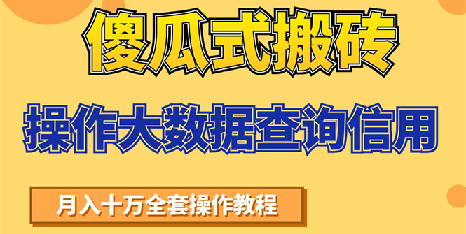 （1538期）傻瓜式搬砖操作大数据查询信用赚钱方法：助你快速月入6万全套操作教程-副业项目资源网