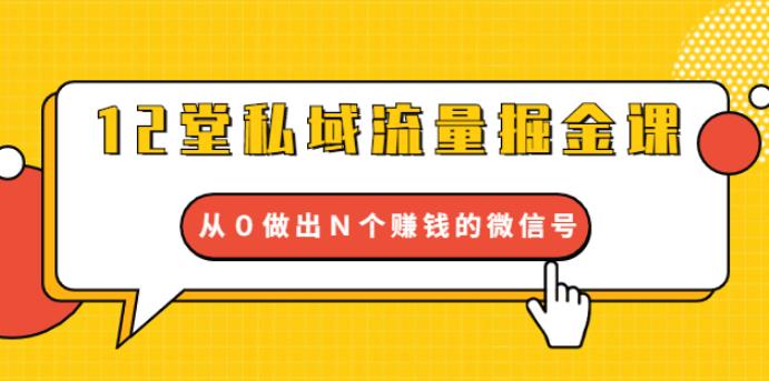 （1768期）12堂私域流量掘金课：打通私域４大关卡，从0做出N个赚钱的微信号【完结】-副业项目资源网