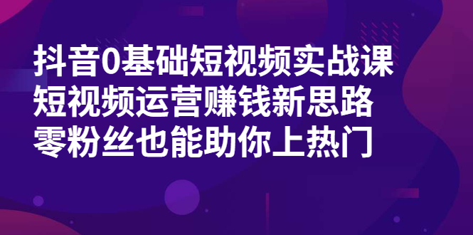 （1985期）抖音0基础短视频实战课，短视频运营赚钱新思路，零粉丝也能助你上热门-副业项目资源网