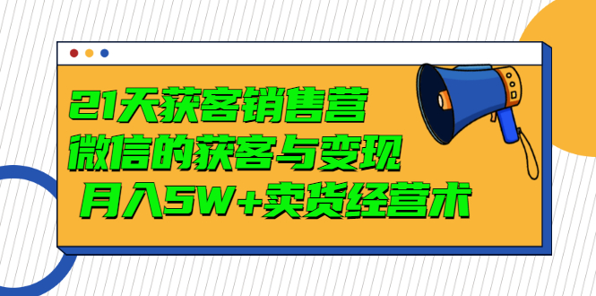 （2997期）21天获客销售营，带你微信的获客与变现  月入5W+卖货经营术-副业项目资源网