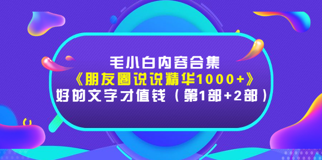 （2803期）毛小白内容合集《朋友圈说说精华1000+》好的文字才值钱（第1部+2部）-副业项目资源网