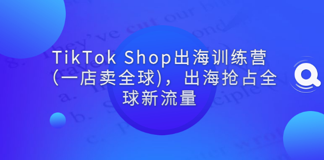 （2787期）TikTok Shop出海训练营（一店卖全球)，出海抢占全球新流量-副业项目资源网