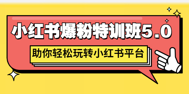 （2690期）小红书爆粉特训班5.0，助你轻松玩转小红书平台价值1380元-副业项目资源网