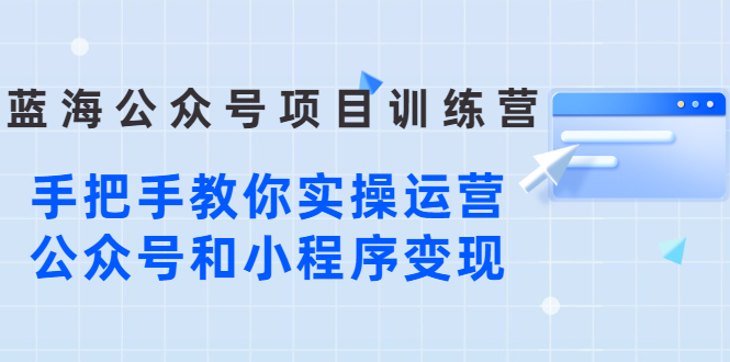 （2633期）蓝海公众号项目训练营，手把手教你实操运营公众号和小程序变现-副业项目资源网