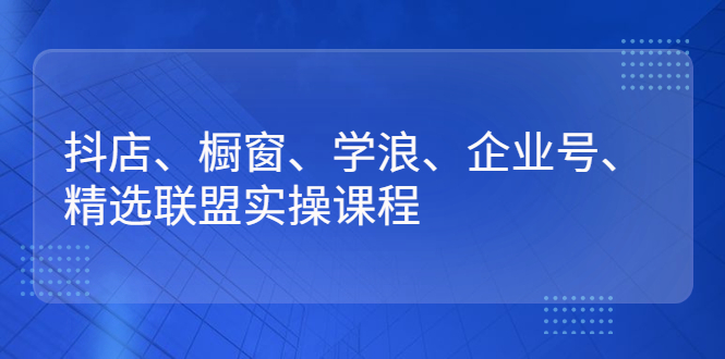 （2640期）抖店、橱窗、学浪、企业号、精选联盟实操课程-副业项目资源网