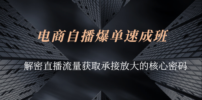 （2584期）电商自播爆单速成班：解密直播流量获取承接放大的核心密码-副业项目资源网