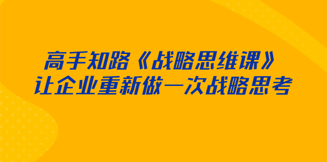 （2519期）高手知路《战略思维课》让企业重新做一次战略思考-副业项目资源网