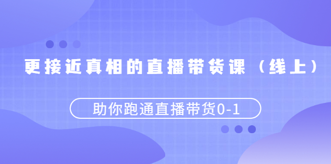 （2484期）更接近真相的直播带货课（线上）,助你跑通直播带货0-1-副业项目资源网