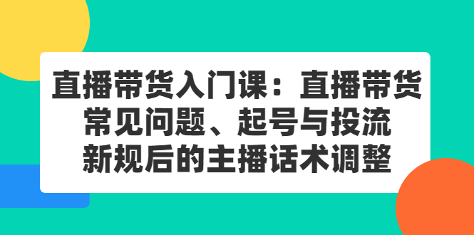 （2410期）直播带货入门课：直播带货常见问题、起号与投流、新规后的主播话术调整-副业项目资源网