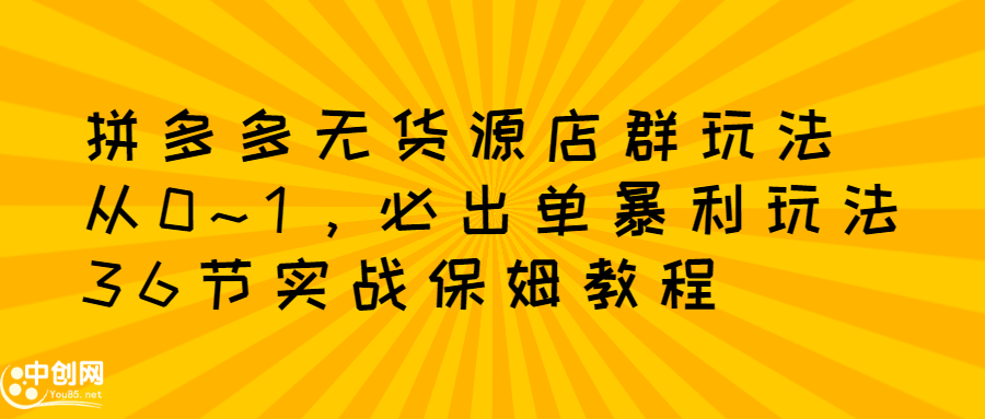 （2349期）拼多多无货源店群：从0~1，必出单10单利润1000+暴利玩法，36节实战保姆教程-副业项目资源网