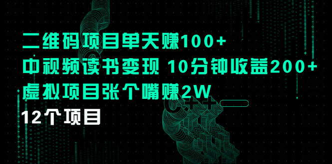 （2250期）二维码项目单天赚100+中视频读书变现 10分钟收益200+虚拟项目张个嘴赚2W-副业项目资源网