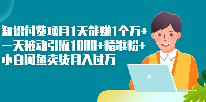 （2251期）知识付费项目1天能赚1个万+一天被动引流1000+精准粉+小白闲鱼卖货月入过万-副业项目资源网