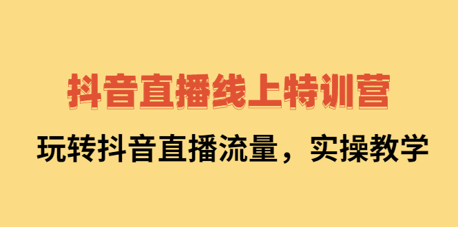 （2267期）抖音直播线上特训营：玩转抖音直播流量，实操教学-副业项目资源网