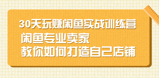 （2247期）30天玩赚闲鱼实战训练营，闲鱼专业卖家教你如何打造自己店铺-副业项目资源网