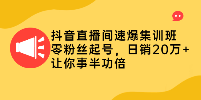 （2187期）抖音直播间速爆集训班，零粉丝起号，日销20万+让你事半功倍-副业项目资源网