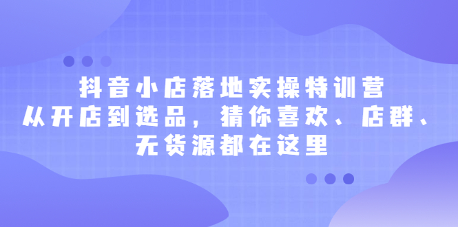 （2175期）抖音小店落地实操特训营，从开店到选品，猜你喜欢、店群、无货源都在这里-副业项目资源网