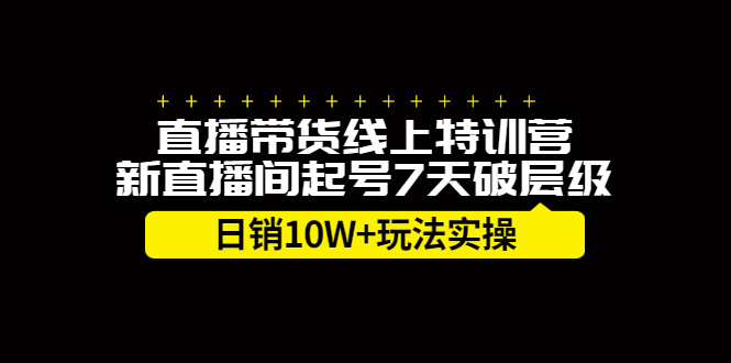 （2184期）直播带货线上特训营，新直播间起号7天破层级日销10W+玩法实操-副业项目资源网