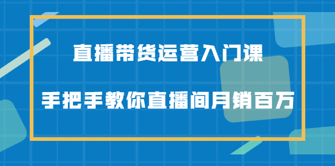 （2078期）直播带货运营入门课，手把手教你直播间月销百万-副业项目资源网