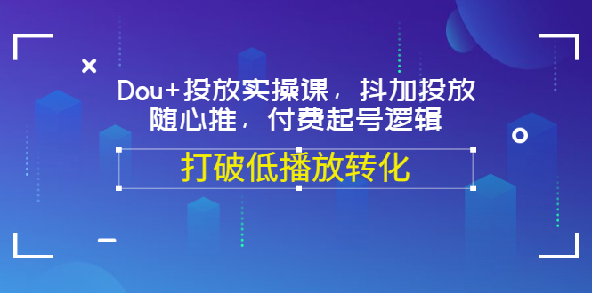 （3179期）Dou+投放实操课，抖加投放，随心推，付费起号逻辑，打破低播放转化-副业项目资源网