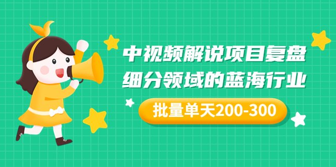 （3241期）某付费文章：中视频解说项目复盘：细分领域的蓝海行业 批量单天200-300收益-副业项目资源网