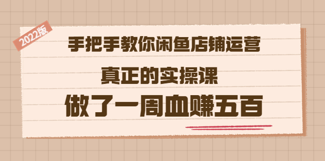 （3334期）2022版《手把手教你闲鱼店铺运营》真正的实操课 做了一周血赚五百 (16节课)-副业项目资源网