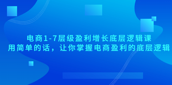 （3403期）电商1-7层级盈利增长底层逻辑课：用简单的话，让你掌握电商盈利的底层逻辑-副业项目资源网