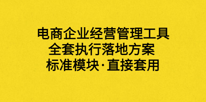 （3439期）外面卖198·电商企业经营管理工具：全套执行落地方案 标准模块·直接套用-副业项目资源网