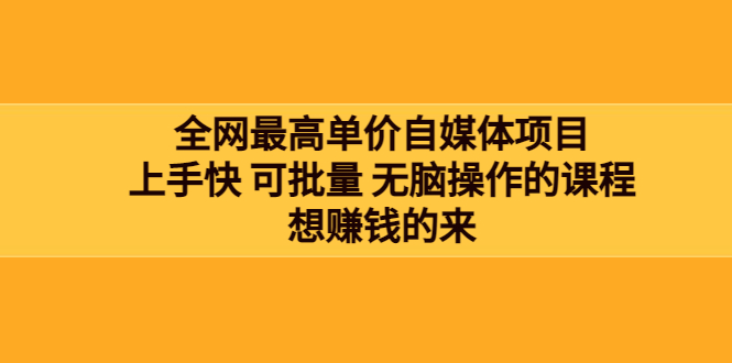 （3557期）全网最单高价自媒体项目：上手快 可批量 无脑操作的课程，想赚钱的来-副业项目资源网