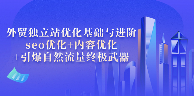 （3682期）外贸独立站优化基础与进阶，seo优化+内容优化+引爆自然流量终极武器-副业项目资源网