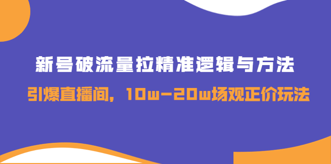 （3689期）新号破流量拉精准逻辑与方法，引爆直播间，10w-20w场观正价玩法-副业项目资源网