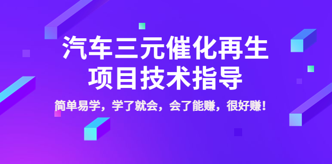 （3746期）汽车三元催化再生项目技术指导，简单易学，学了就会，会了能赚，很好赚！-副业项目资源网