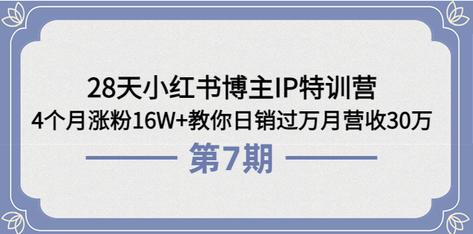 （3745期）28天小红书博主IP特训营《第6+7期》4个月涨粉16W+教你日销过万月营收30万-副业项目资源网