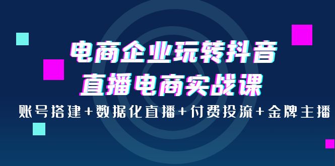 （3784期）电商企业玩转抖音直播电商实战课：账号搭建+数据化直播+付费投流+金牌主播-副业项目资源网