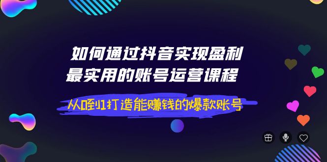 （3777期）如何通过抖音实现盈利，最实用的账号运营课程  从0到1打造能赚钱的爆款账号-副业项目资源网