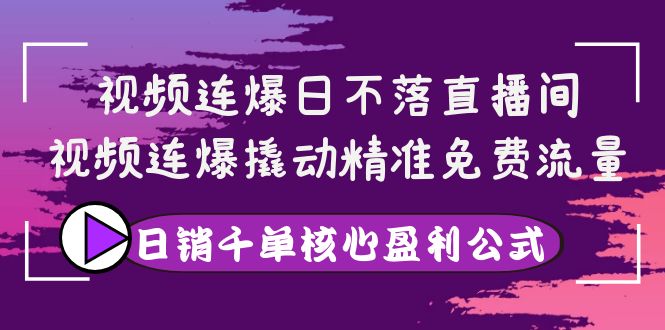 （3786期）视频连爆日不落直播间，视频连爆撬动精准免费流量，日销千单核心盈利公式-副业项目资源网