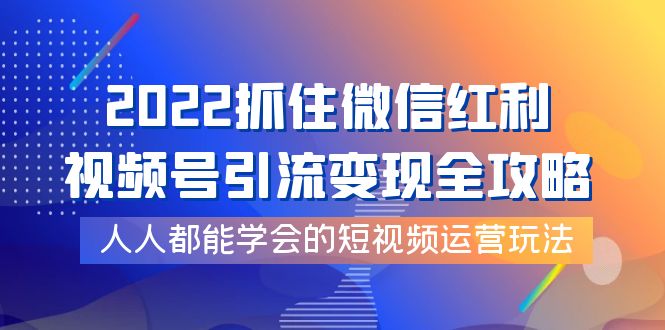 （3820期）2022抓住微信红利，视频号引流变现全攻略，人人都能学会的短视频运营玩法-副业项目资源网