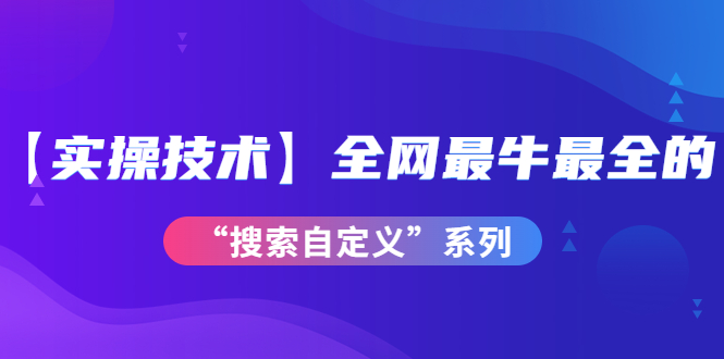 （3909期）【实操技术】全网最牛最全的“搜索自定义”系列！价值698元-副业项目资源网