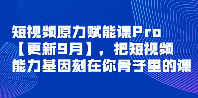 （3888期）短视频原力赋能课Pro【更新9月】，把短视频能力基因刻在你骨子里的课-副业项目资源网