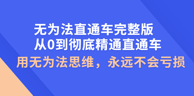 （3921期）无为法直通车完整版：从0到彻底精通直通车，用无为法思维，永远不会亏损-副业项目资源网