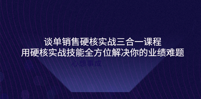 （3943期）谈单销售硬核实战三合一课程，用硬核实战技能全方位解决你的业绩难题-副业项目资源网