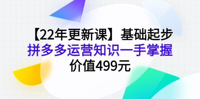 （3963期）【22年更新课】基础起步，拼多多运营知识一手掌握，价值499元-副业项目资源网