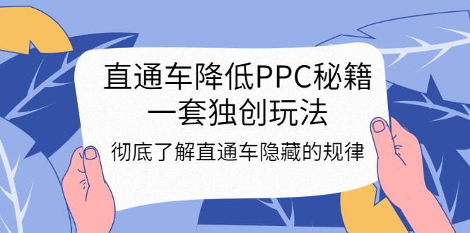 （3013期）直通车降低PPC秘籍，一套独创玩法：彻底了解直通车隐藏的规律-副业项目资源网