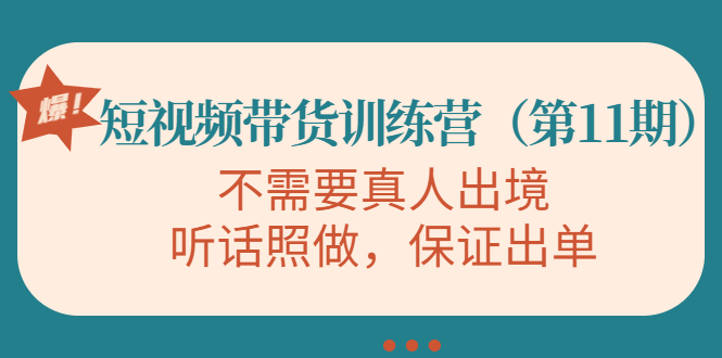 （4015期）短视频带货训练营（第11期），不需要真人出境，听话照做，保证出单-副业项目资源网