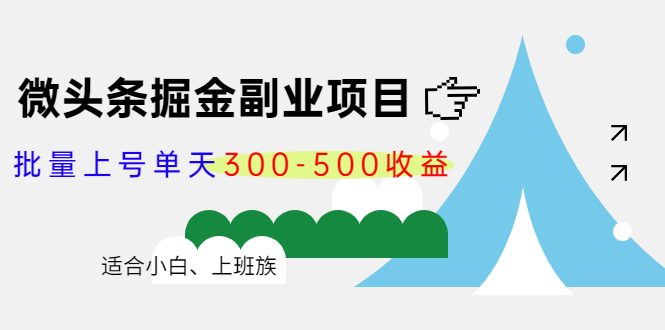 （4081期）微头条掘金副业项目第4期：批量上号单天300-500收益，适合小白、上班族-副业项目资源网