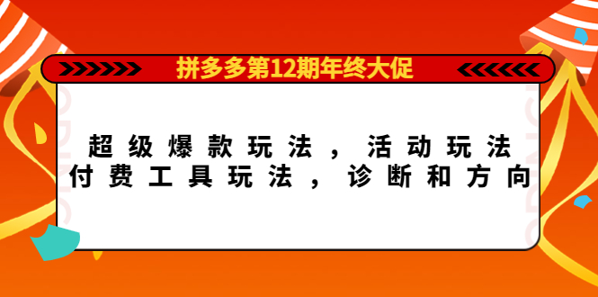 （4224期）拼多多第12期年终大促：超级爆款玩法，活动玩法，付费工具玩法，诊断和方向-副业项目资源网